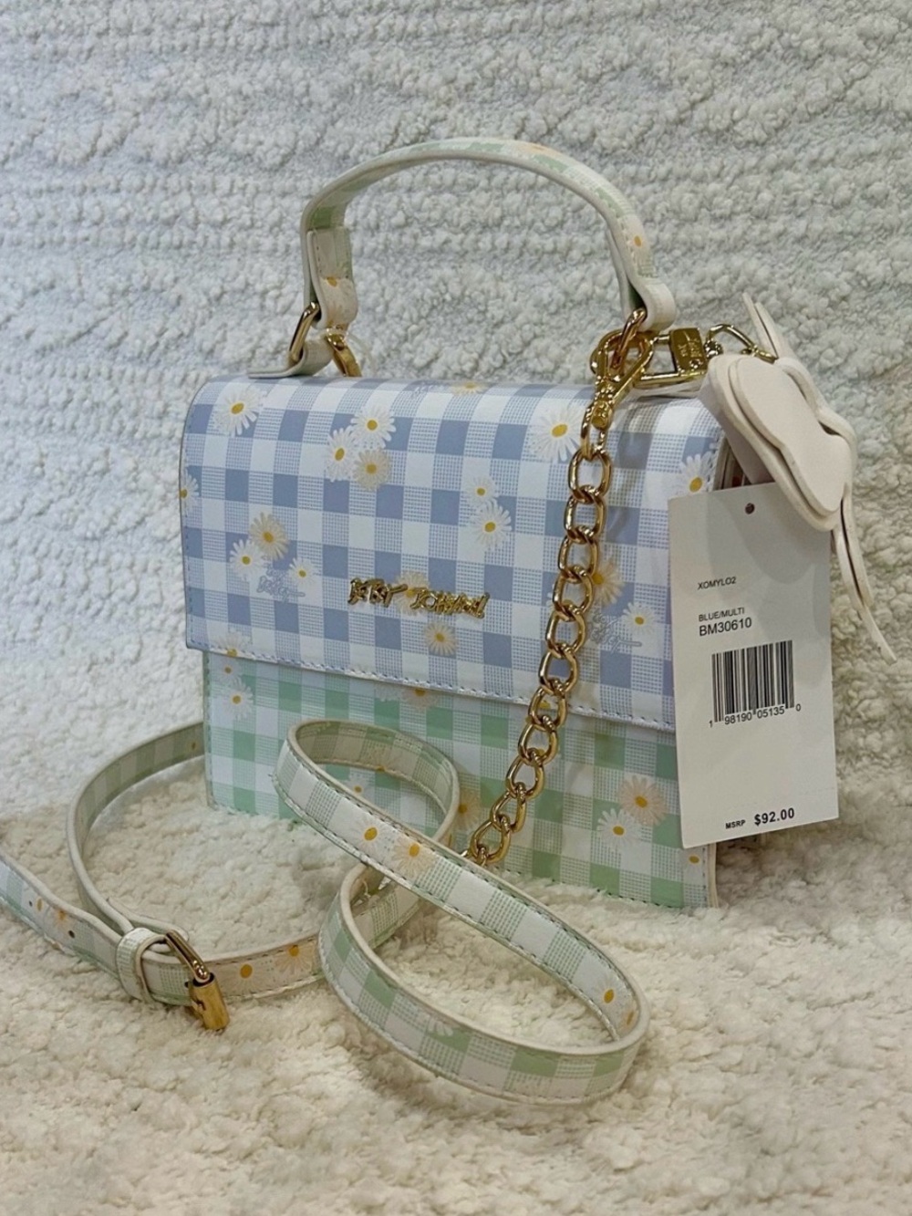 Betsy Johnson Daisy Top-Handle Crossbody Bag with Butterfly Charm NWT - Picture 2 of 6